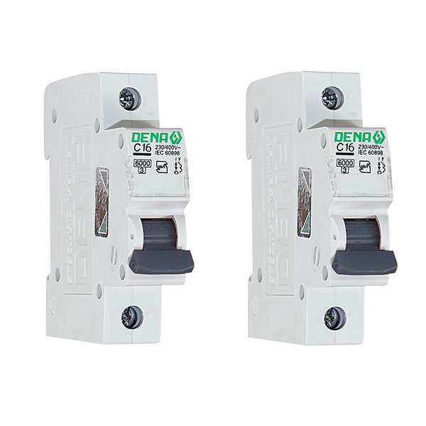 فیوز مینیاتوری تک فاز 16 آمپر دنا الکتریک ایرانیان مدل C16-6KA بسته 2 عددی