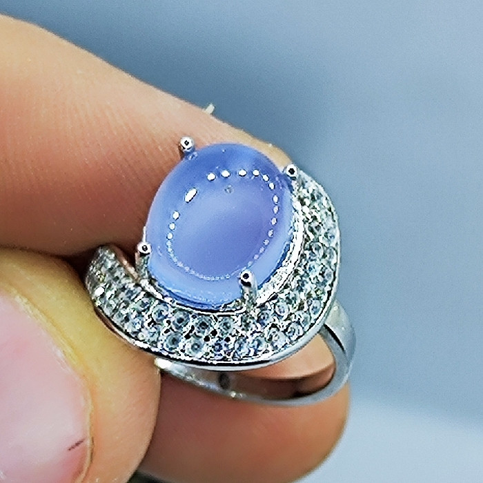 انگشتر نقره زنانه نقره جات بافندگان مدل عقیق یمانی کبود کد 3306