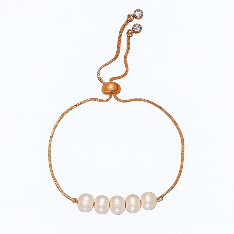 دستبند زنجیری زنانه مدل مروارید پرورشی