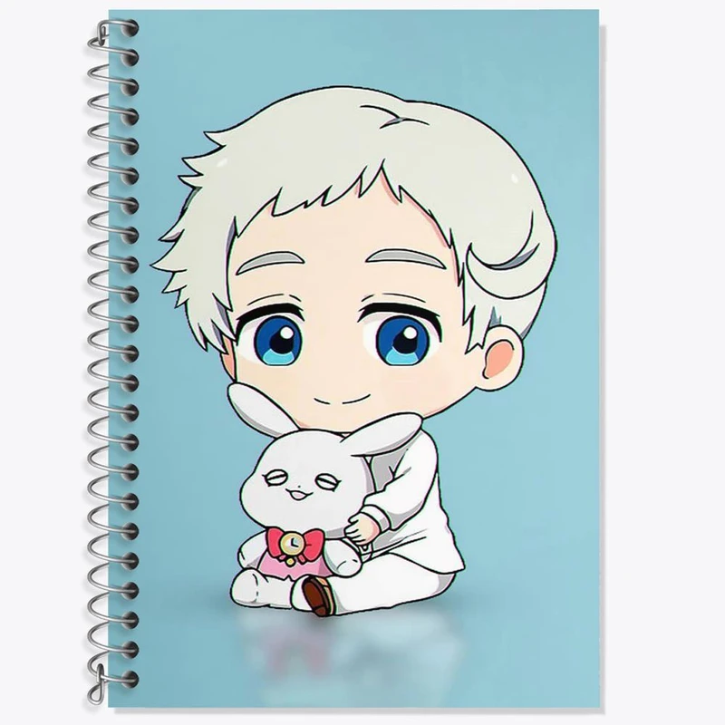 دفتر زبان 50 برگ خندالو مدل دو خط طرح نورمن انیمه ناکجا آباد موعود Promised Neverland کد 10109