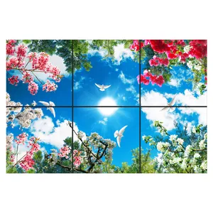 تایل سقفی آسمان مجازی طرح شاخه و برگ و گل کد 0800 سایز 60x60 سانتی متر مجموعه 6 عددی