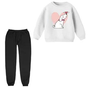 ست سویشرت و شلوار راحتی بچگانه مدل سگ و قلب 