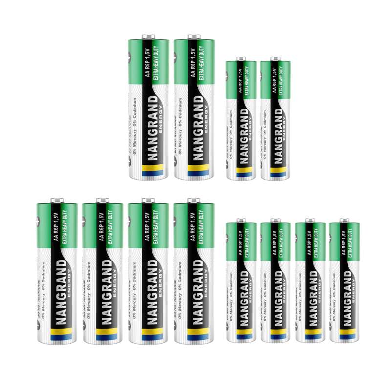 باتری قلمی و نیم قلمی نانگرند مدل extra heavy duty بسته 12 عددی باتری قلمی و نیم قلمی نانگرند مدل extra heavy duty بسته 12 عددی