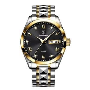 ساعت مچی عقربه‌ای کوارتز مردانه پوداگار مدل تک موتوره دی دیت بند استیل الماسی قفل مخفی کد P1.1