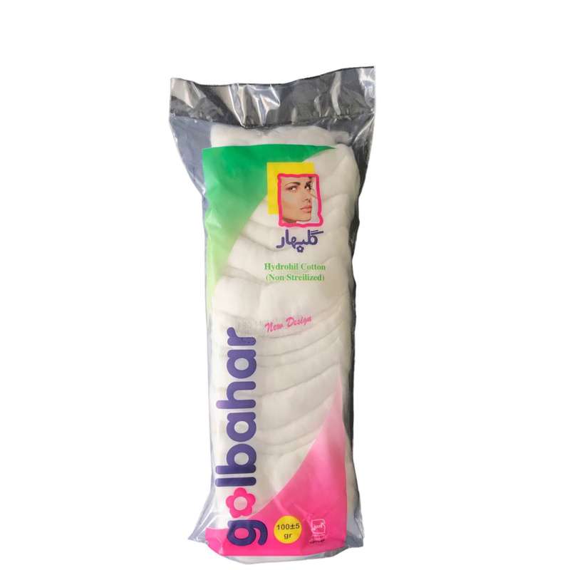 پنبه ارایشی گلبهار مدل هیدروفیل وزن 100 گرم بسته 2 عددی
