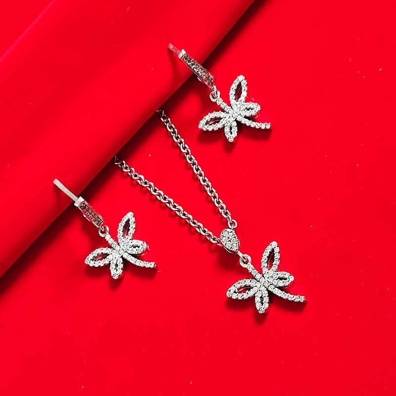 نیم ست نقره زنانه مدل سنجاقک کد NS9020