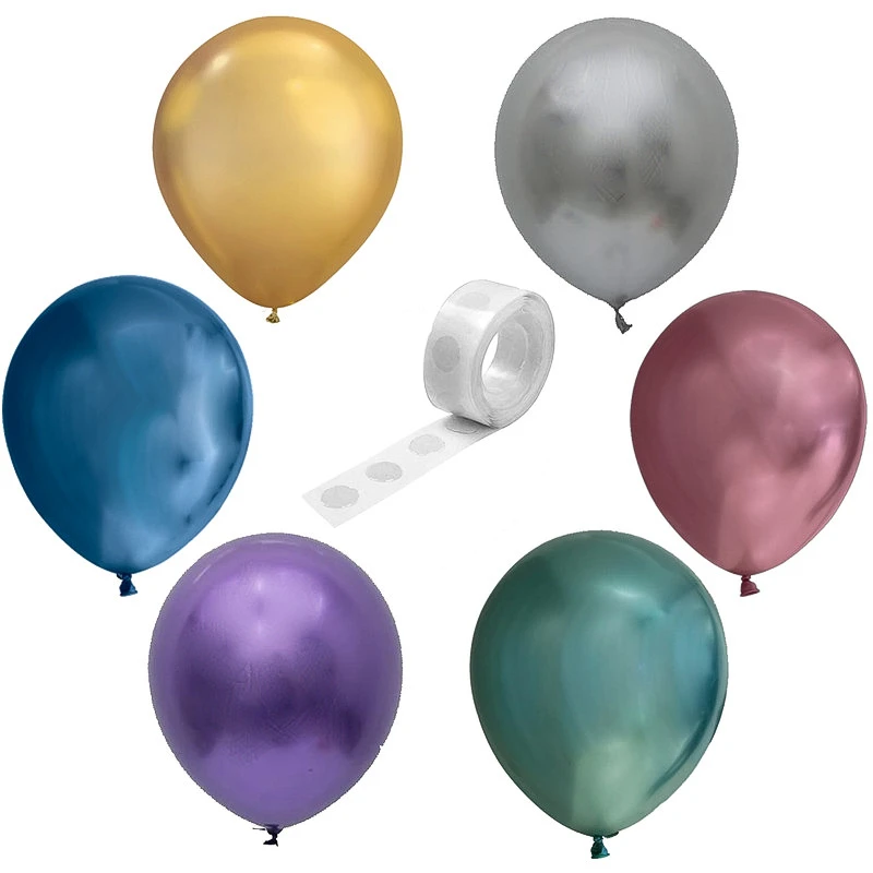 بادکنک مدل کروم پلاس به همراه چسب بادکنک  بسته 7 عددی