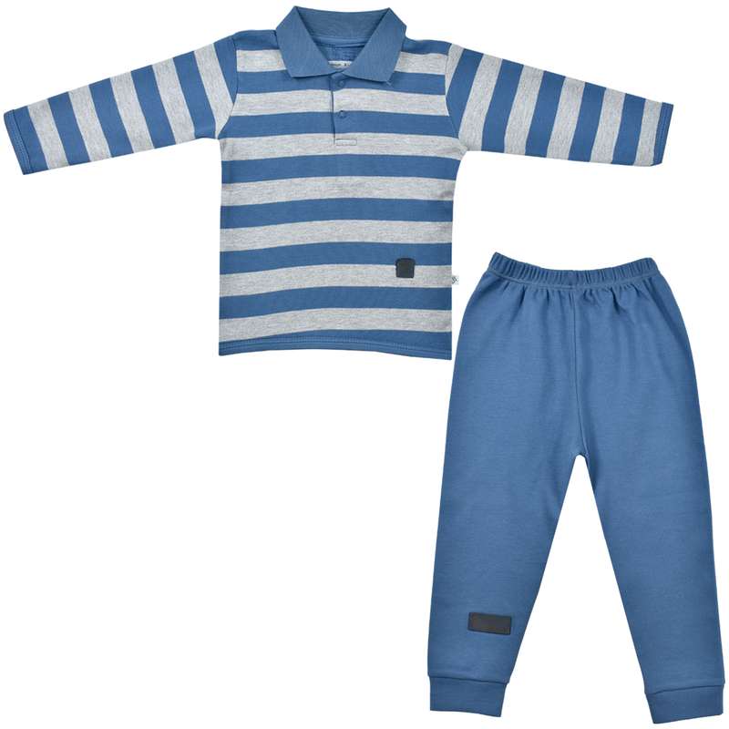 ست پولوشرت و شلوار نوزادی پسرانه پوشیران مدل یقه دار کد 727