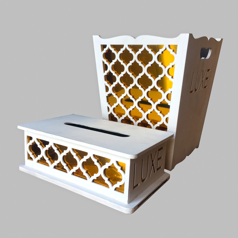 ست سطل زباله و جا دستمال کاغذی دنالیزر مدل luxe کد setluxs1