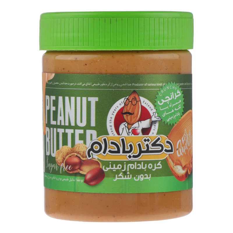 کره بادام زمینی بدون شکر دکتر بادام - 330 گرم