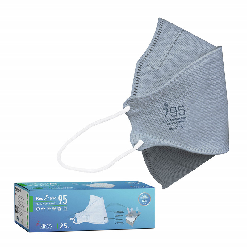 ماسک تنفسی ریما مدل سه بعدی N95 نانوالیاف بسته 25 عددی