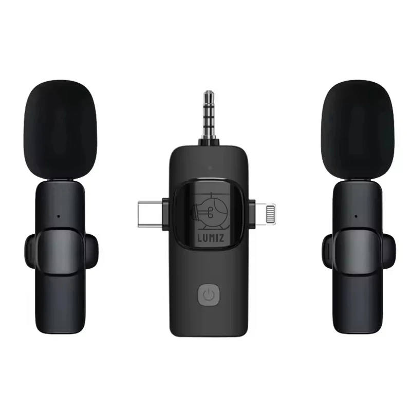میکروفون بی سیم یقه ای لومیز مدل 2mic-3way با درگاه اتصال اتصال تایپ سی و لایتنینگ