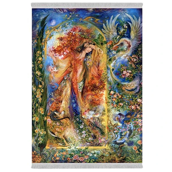 فرش پارچه‌ای دفه مدل فرشینه شانل مخمل طرح فانتزی کد 7007