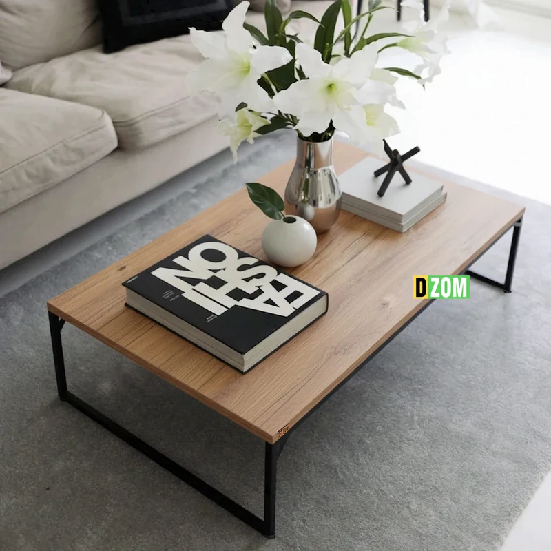 عکس شماره 3 : میز جلومبلی مستطیل با پایه فلز و صفحه mdf دیزم مدل مونتاژی of_100×60
