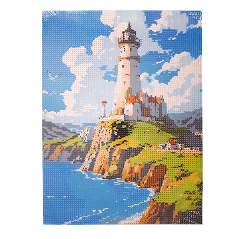 بازی آموزشی ماه نوشت مدل بوم نقاشی الماسی بزرگسال طرح فانوس و صخره کد 3