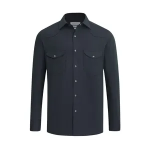 پیراهن آستین بلند یقه برگردان مردانه کروم مدل دو جیب 2520107