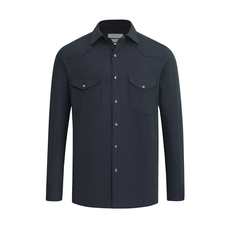 پیراهن آستین بلند یقه برگردان مردانه کروم مدل دو جیب 2520107