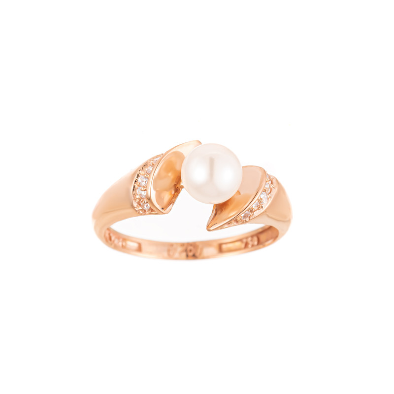 انگشتر طلا 18 عیار زنانه مدل DRC34-31d طرح مروارید