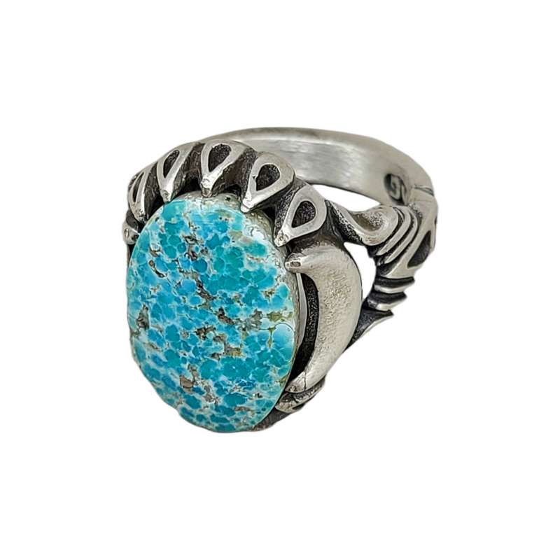 انگشتر نقره مردانه مدل فیروزه کرمان 