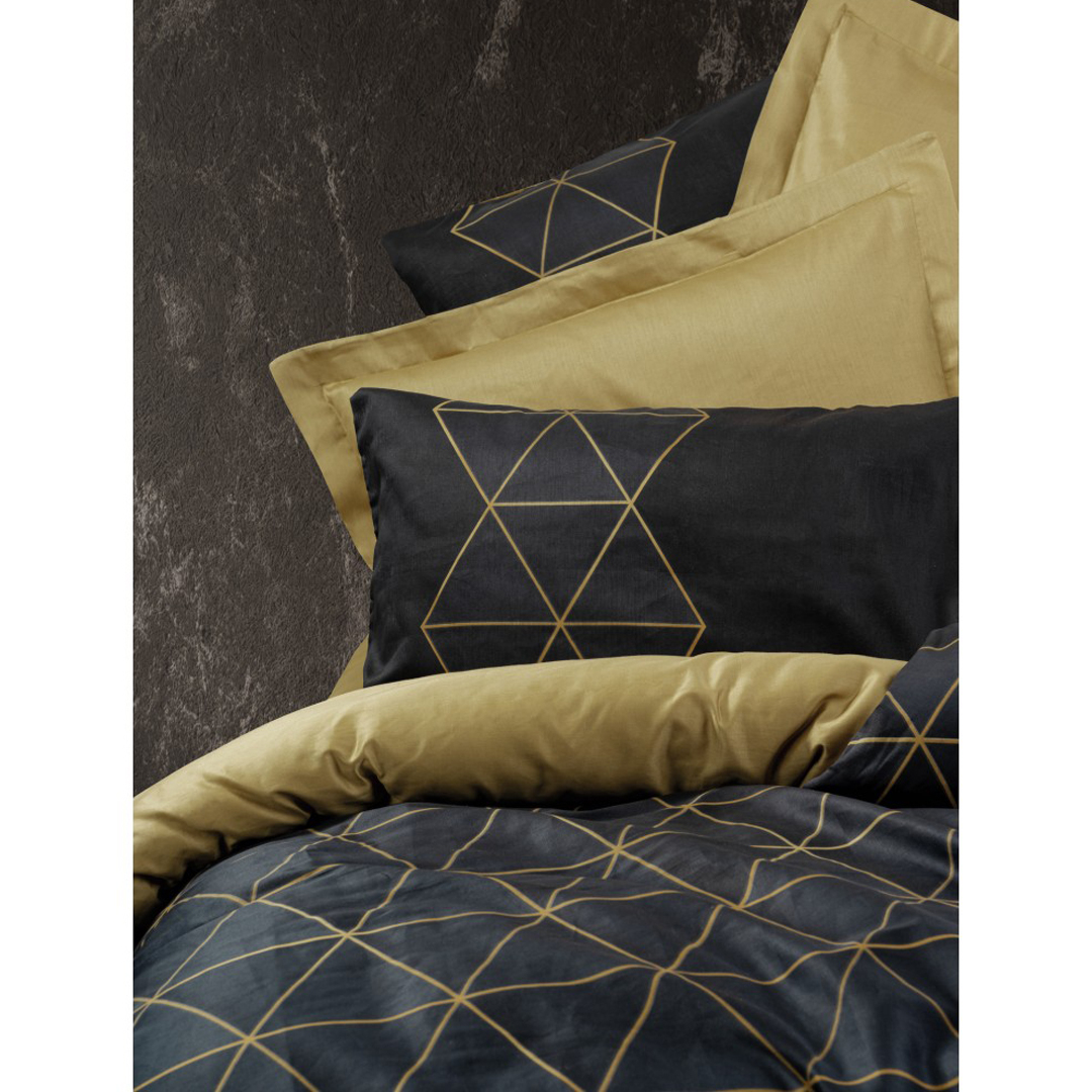 سرویس ملحفه کاتن باکس مدل Dark Veta Gold دو نفره 4 تکه