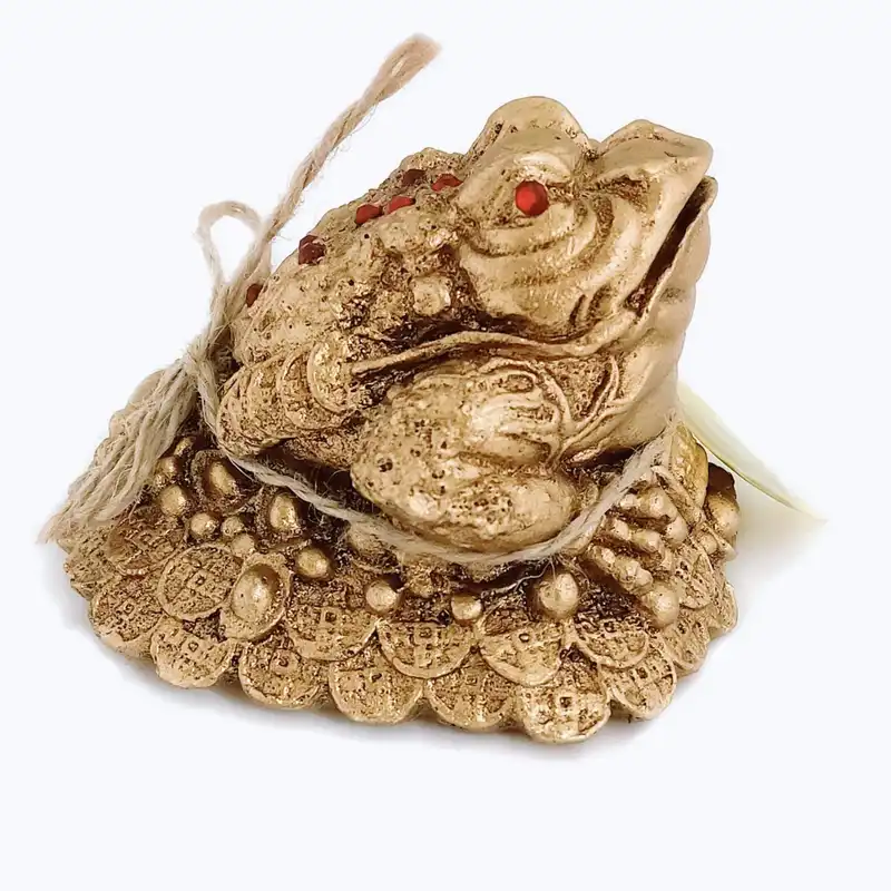 مجسمه مدل وزغ سه پا فنگشویی با سکه