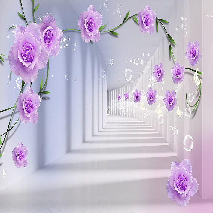 پوستر دیواری سه بعدی مدل گل برجسته بنفش DRVF1191