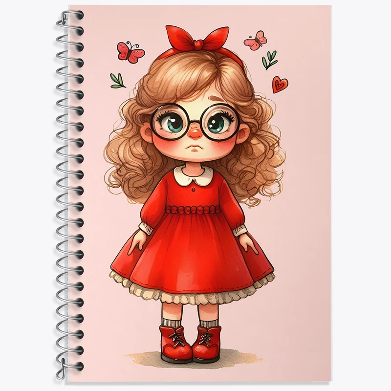 دفتر زبان 50 برگ خندالو مدل سه خط طرح دخترانه کیوت کد F5418