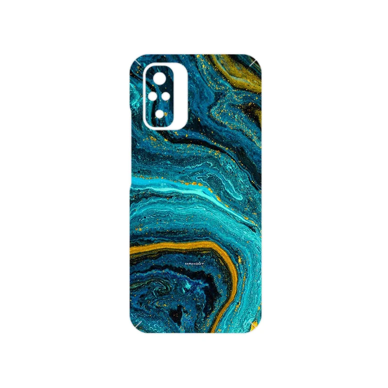 برچسب پوششی ماهوت مدل Turquoise marblewith golden streaks مناسب برای گوشی موبایل شیائومی Redmi Note 10s