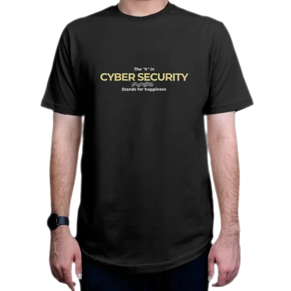تی شرت آستین کوتاه مردانه مدل برنامه نویسی طرح the h in Cyber Security stands for happiness