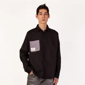 پیراهن آستین بلند مردانه ان سی نو مدل ساده آلن مشکی