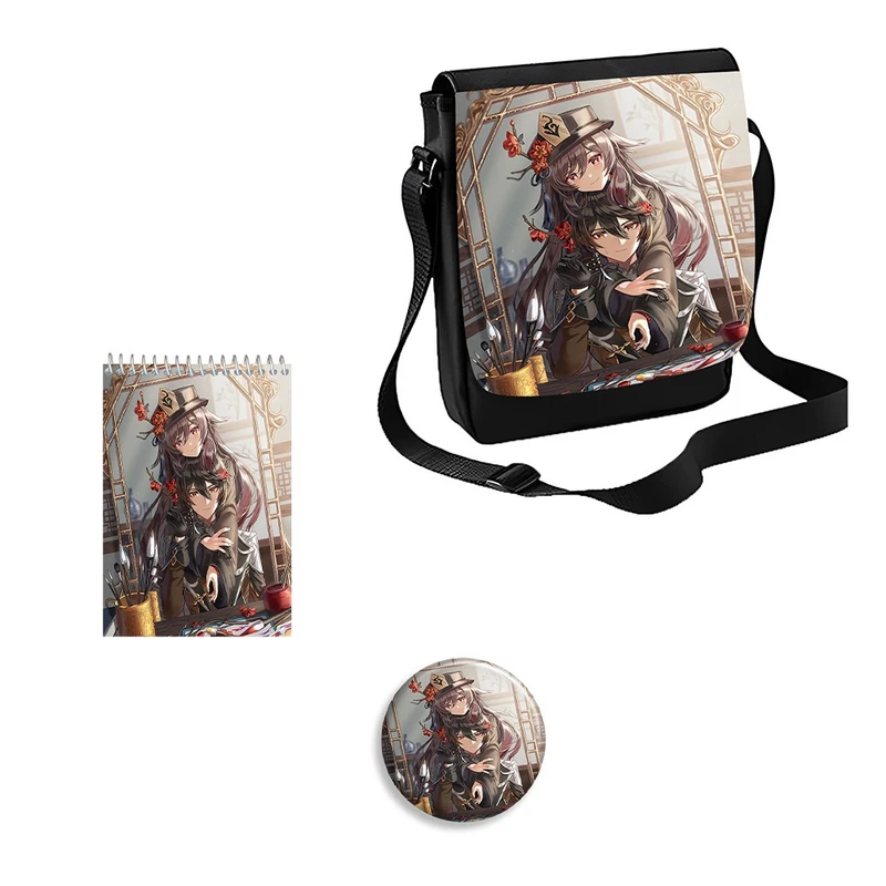 کیف رودوشی مدل گنشین ایمپکت کد 1 به همراه دفتر یادداشت و پیکسل مجموعه 3 عددی