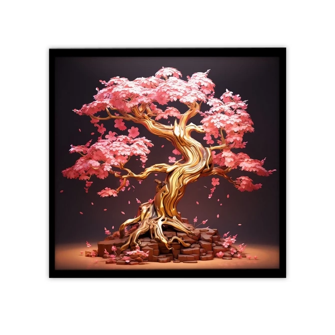 تابلو نوری بکلیت طرح گرافیکی درخت شکوفه بهاری مدل B-MID-18827