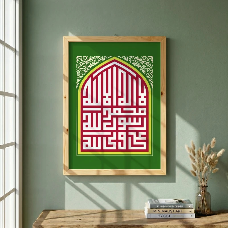 تابلو طرح لااله الا الله مدل G14698 فریم کرم روشن