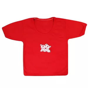 تی شرت آستین کوتاه نوزادی مدل خرسی رنگ قرمز
