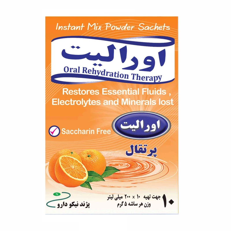 ساشه اورالیت پرتقالی پژند نیکو دارو بسته 10 عددی