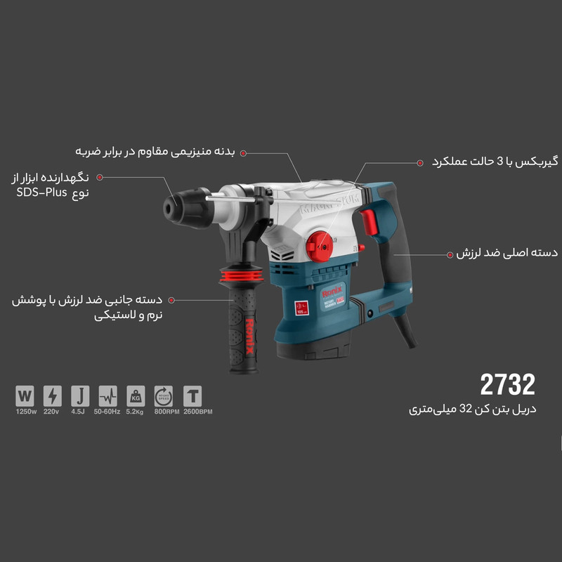 دریل بتن کن رونیکس مدل 2732