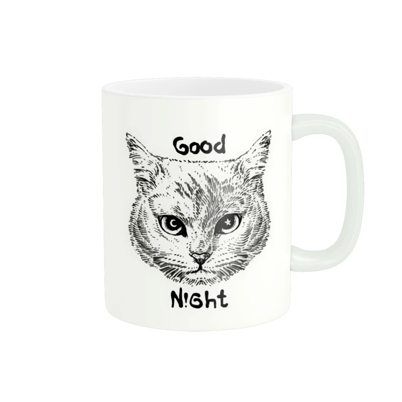 ماگ پاد آفرین مدل گربه فانتزی کیوت تایپوگرافی شب بخیر کد 2239
