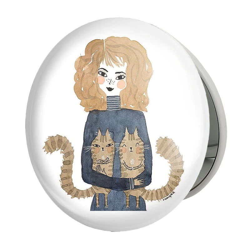 آینه جیبی خندالو طرح دخترونه مدل تاشو کد 6051 