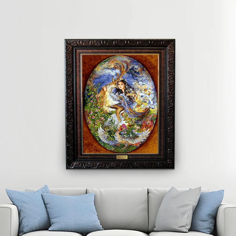 تابلو فرش ماشینی نقش نگار رضوی طرح مینیاتور کد 1498B