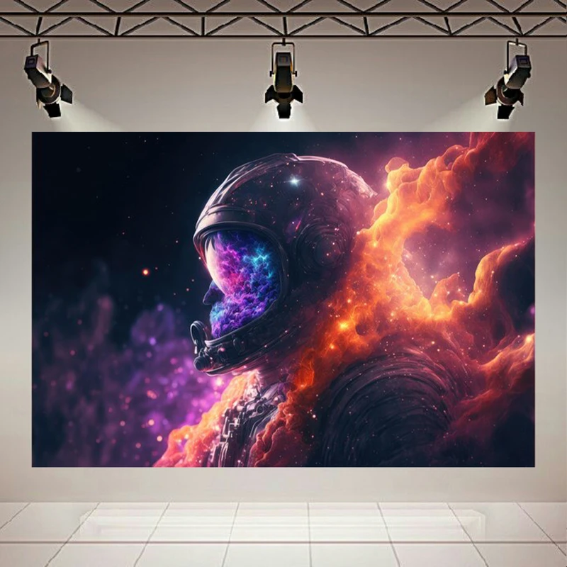 تابلو بوم طرح مخمل فضانورد مدل سفر کهکشانی کد AR303889