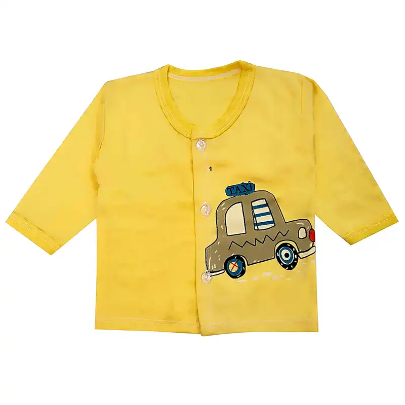 ست شومیز و شلوار نوزادی مدل تاکسی کد 3731 رنگ زرد