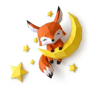 Fox on the moon papercraft