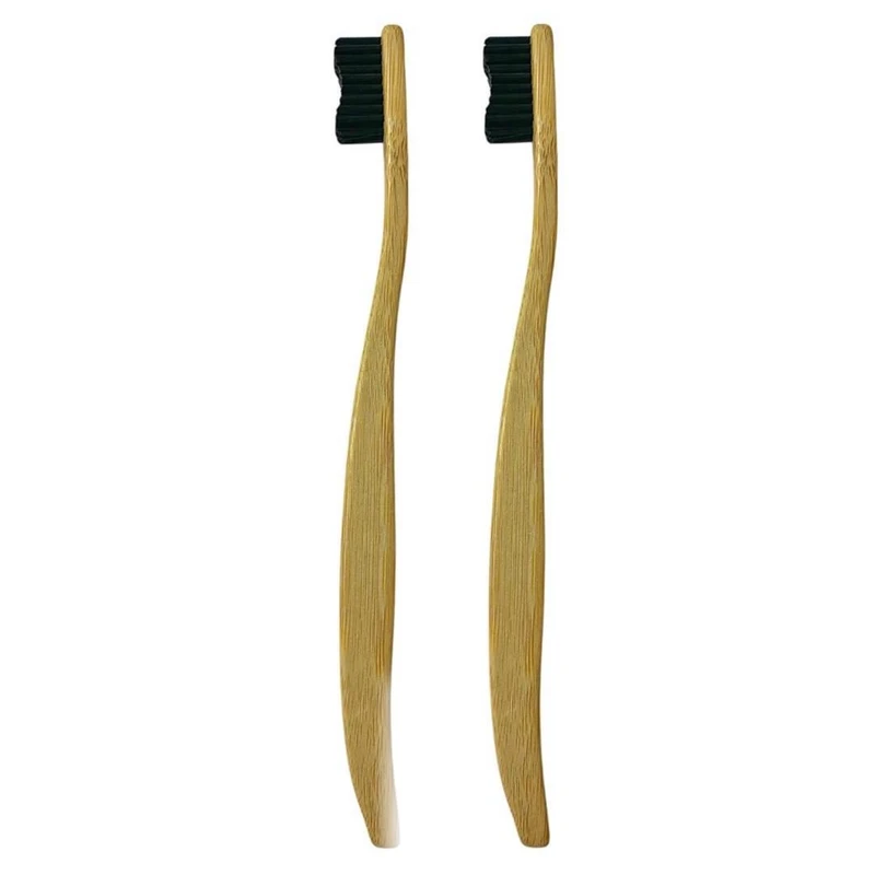  مسواک بامبو مدل چوبی با برس متوسط مجموعه 2 عددی