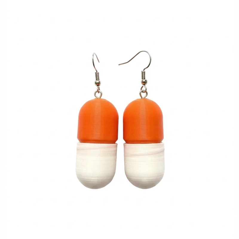 گوشواره آویز زنانه مدل بازشو طرح کپسول بسته 2 عددی