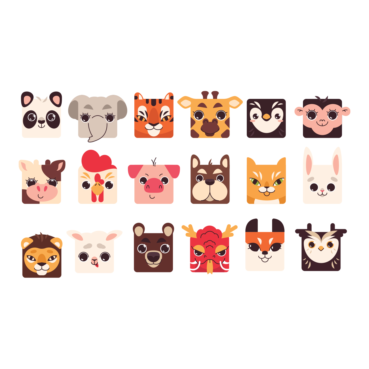 برچسب لپ تاپ طرح حیوانات کد 2395 مجموعه 18 عددی