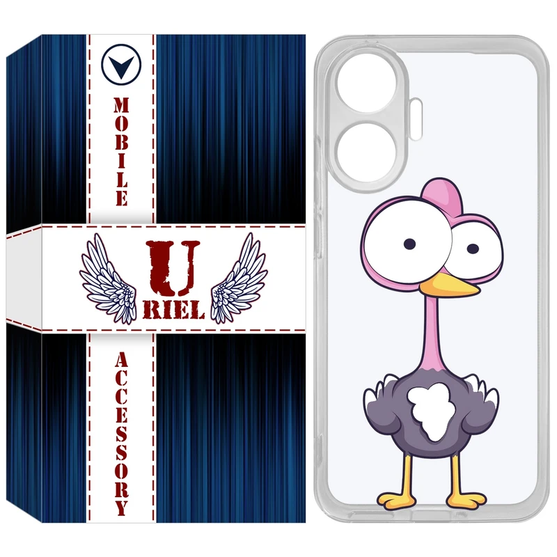 کاور یوریل مدل Clear کد 43 طرح شترمرغ مناسب برای گوشی موبایل شیائومی Poco F7