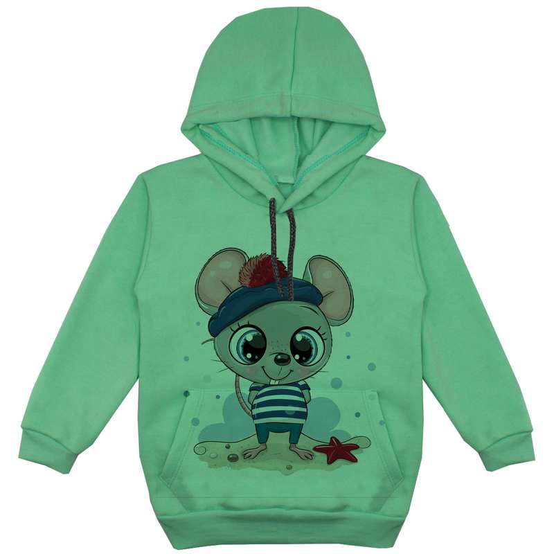 هودی دخترانه مدل موش F24 رنگ سبز
