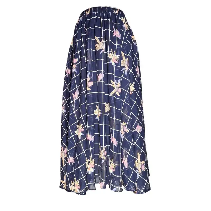 دامن کلوش زنانه مدل حریر رنگ سرمه‌ای