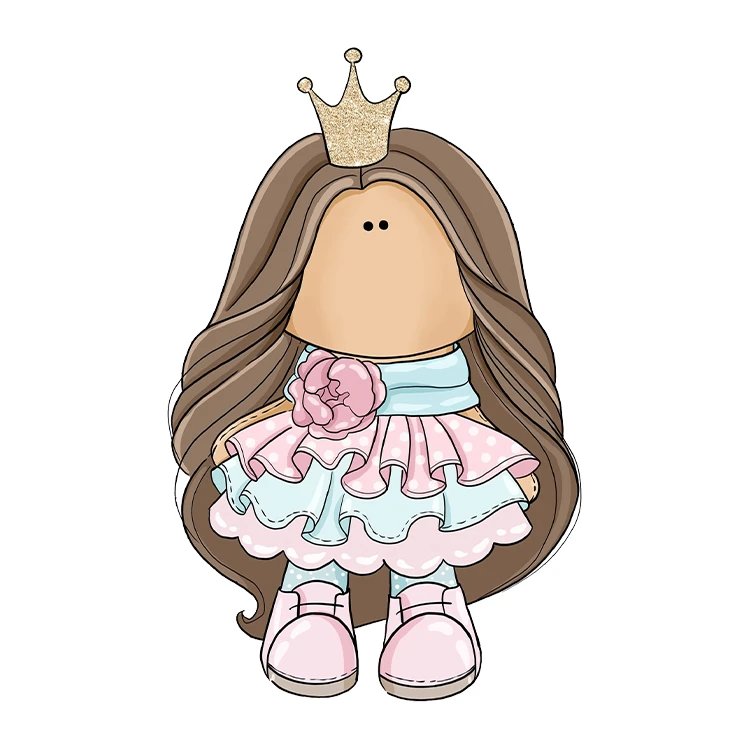 استیکر پارچه و لباس پاد آفرین مدل کارتونی کیوت عروسکی دخترانه کد S5061