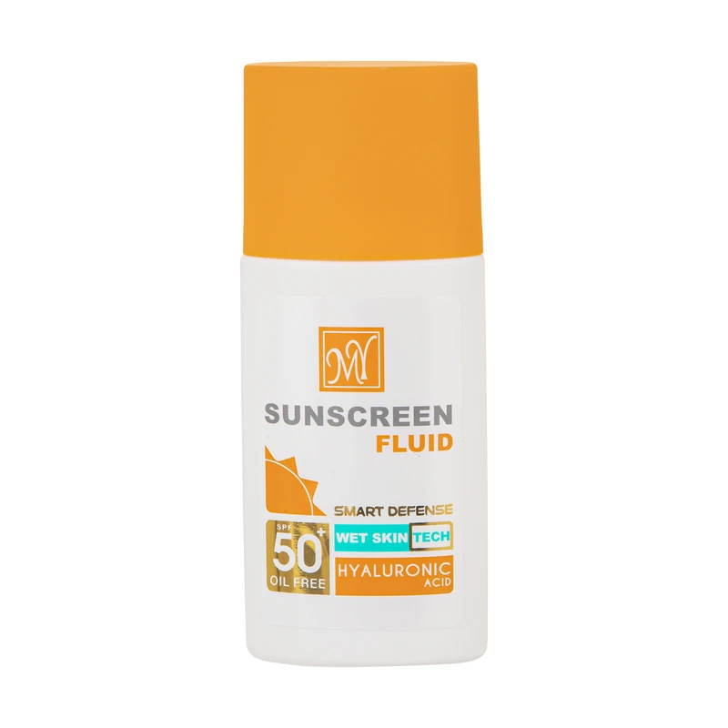 فلوئید ضدآفتاب بی‌رنگ مای SPF50 مدل Hyaluronic Acid مناسب انواع پوست، حجم 50 میلی‌لیتر